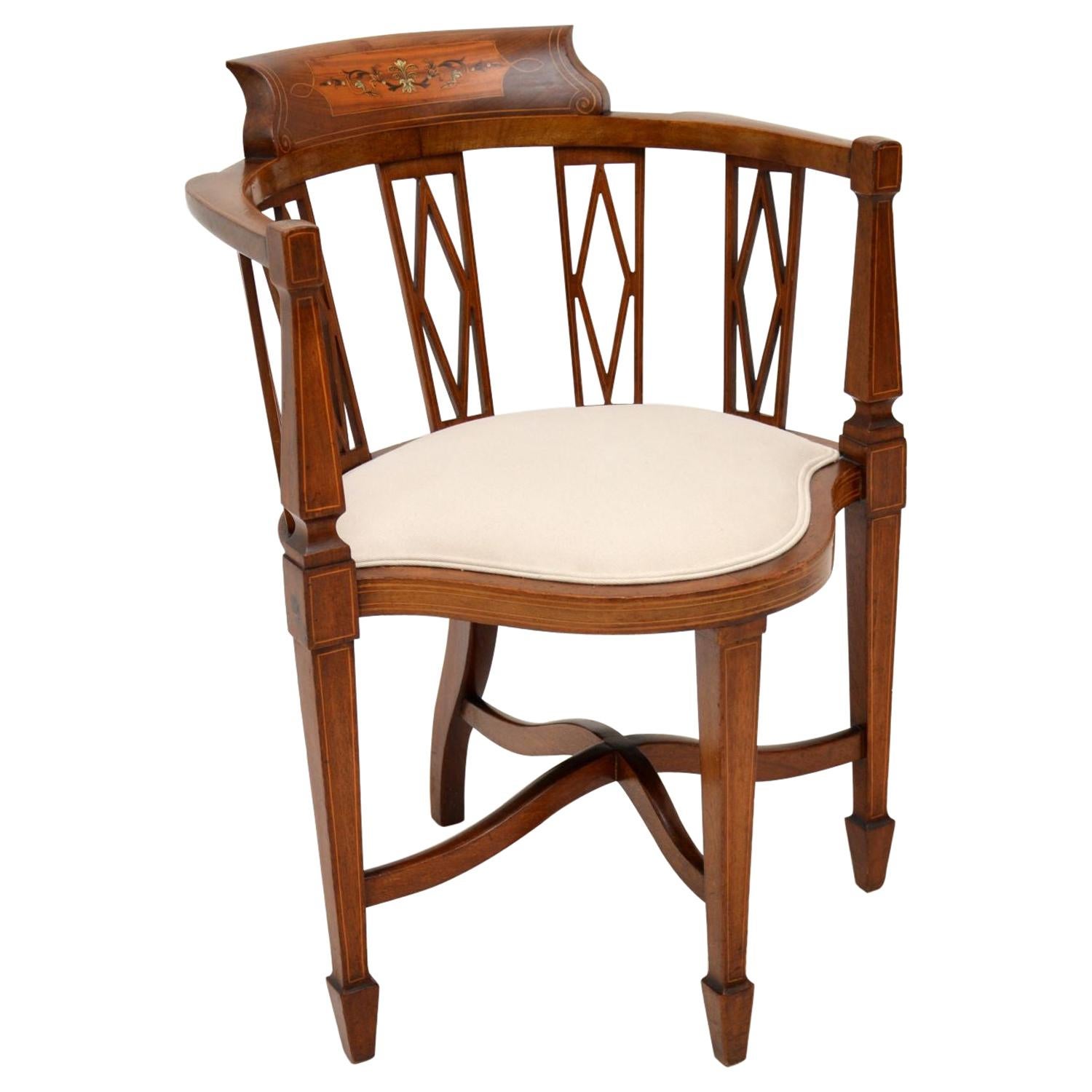 Antique Edwardian Nursing Chair 18501900 with Vintage Grain Sack For
