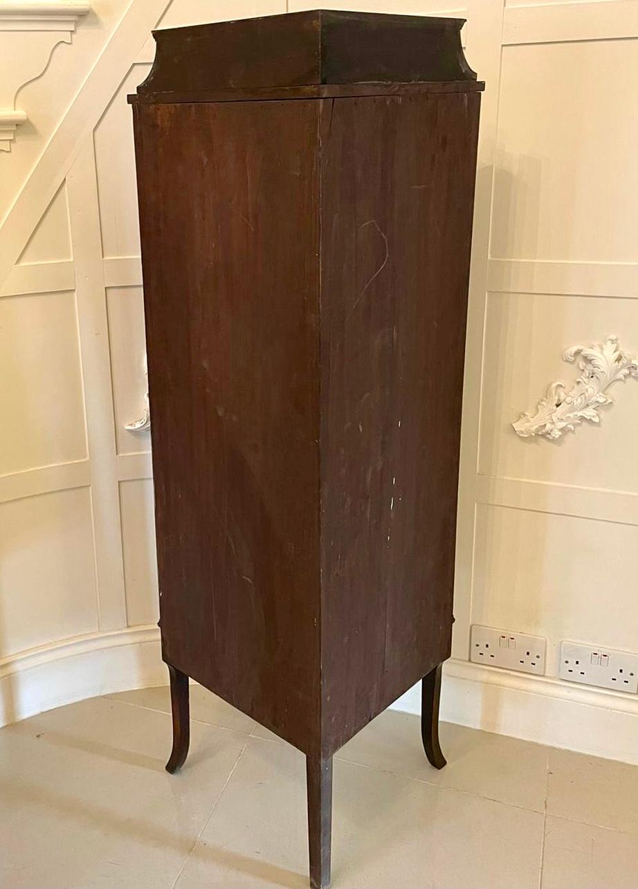 European Antique Edwardian Inlaid Mahogany Corner Display Cabinet For Sale