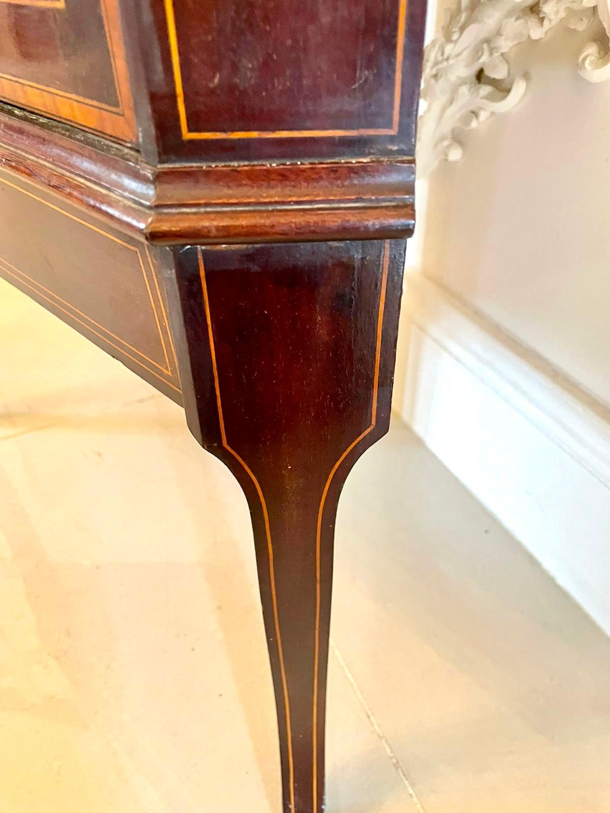 Early 20th Century Antique Edwardian Inlaid Mahogany Corner Display Cabinet For Sale