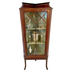 Antique Edwardian Inlaid Mahogany Corner Display Cabinet