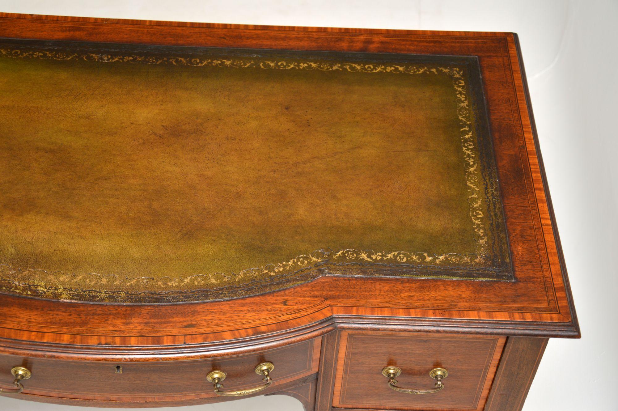 English Antique Edwardian Inlaid Mahogany Desk / Writing Table