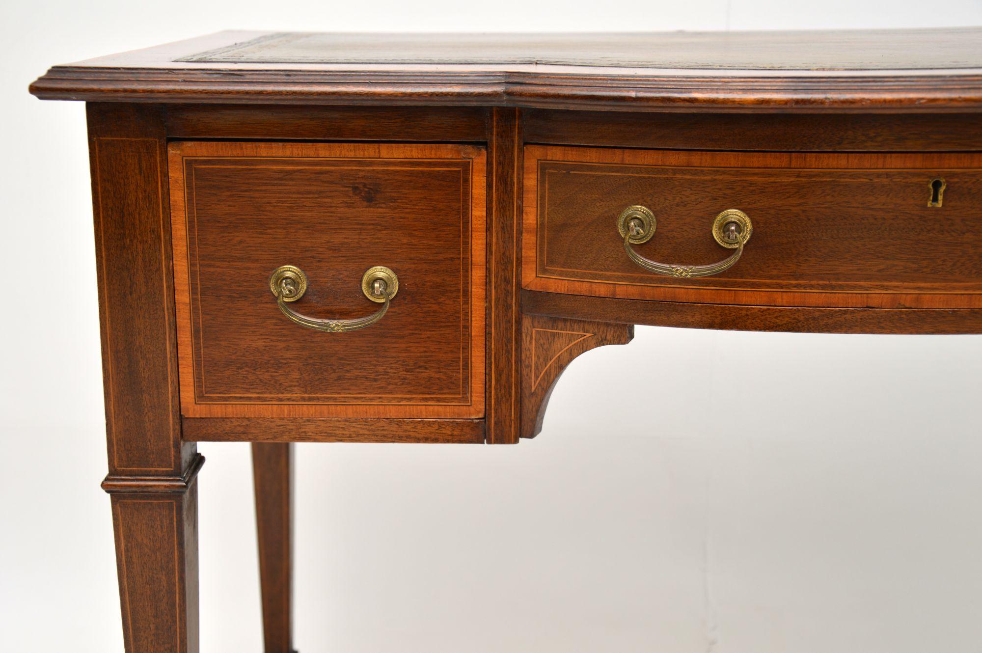 Late 19th Century Antique Edwardian Inlaid Mahogany Desk / Writing Table