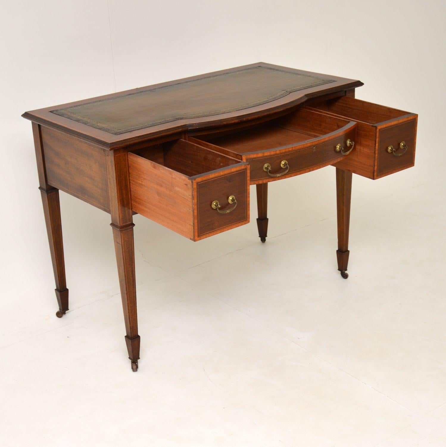 Antique Edwardian Inlaid Mahogany Desk / Writing Table 2