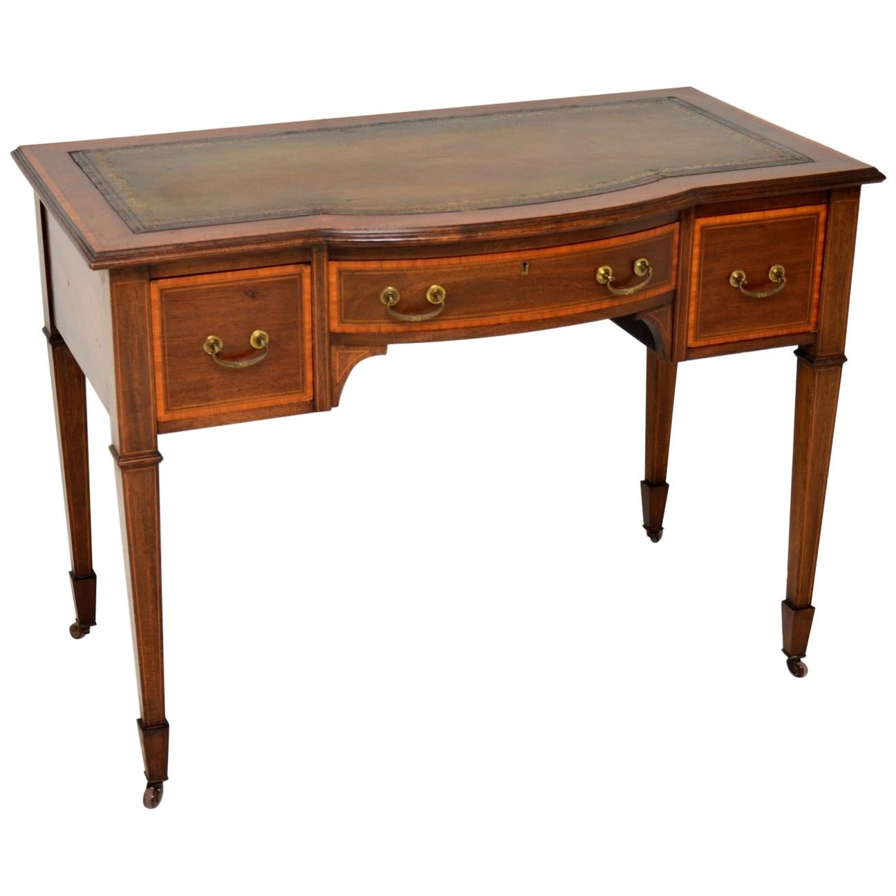 Antique Edwardian Inlaid Mahogany Desk / Writing Table