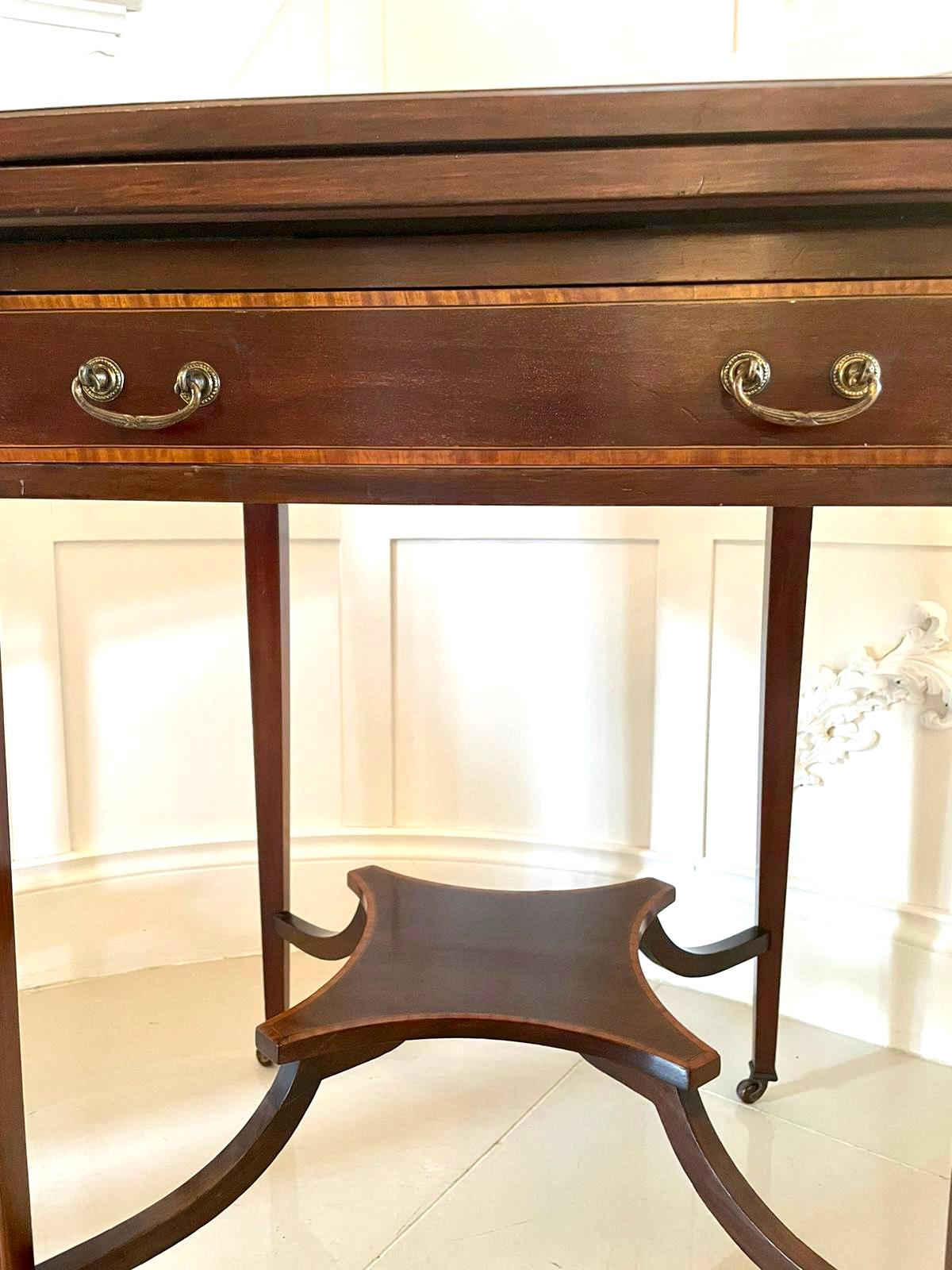  Antique Edwardian Inlaid Mahogany Envelope Card Table 5