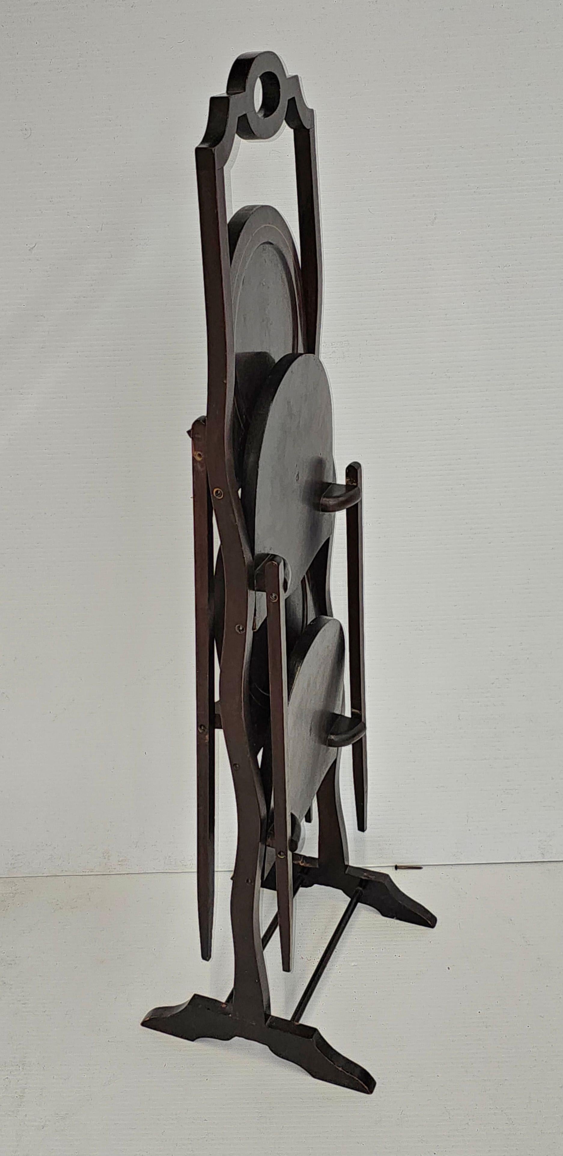 Antique Edwardian Inlaid Mahogany Folding Muffin Cake Stand, circa 1880-1890 For Sale 5