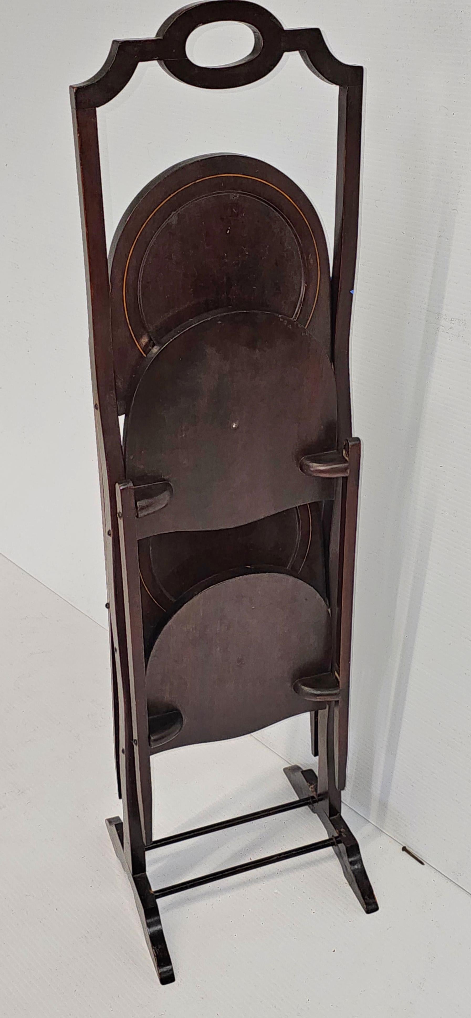 Antique Edwardian Inlaid Mahogany Folding Muffin Cake Stand, circa 1880-1890 For Sale 6