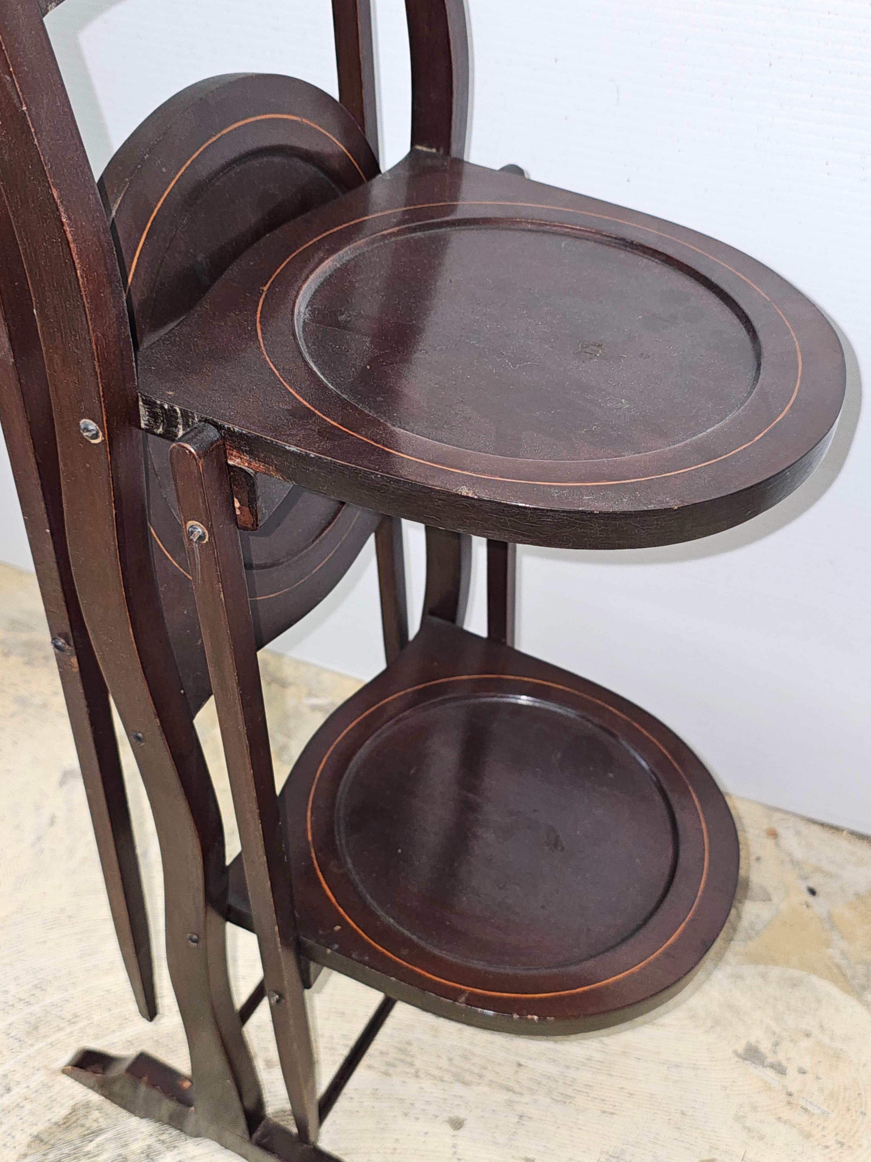 Antique Edwardian Inlaid Mahogany Folding Muffin Cake Stand, circa 1880-1890 For Sale 7