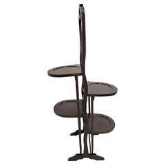 Antique Edwardian Inlaid Mahogany Folding Muffin Cake Stand, circa 1880-1890