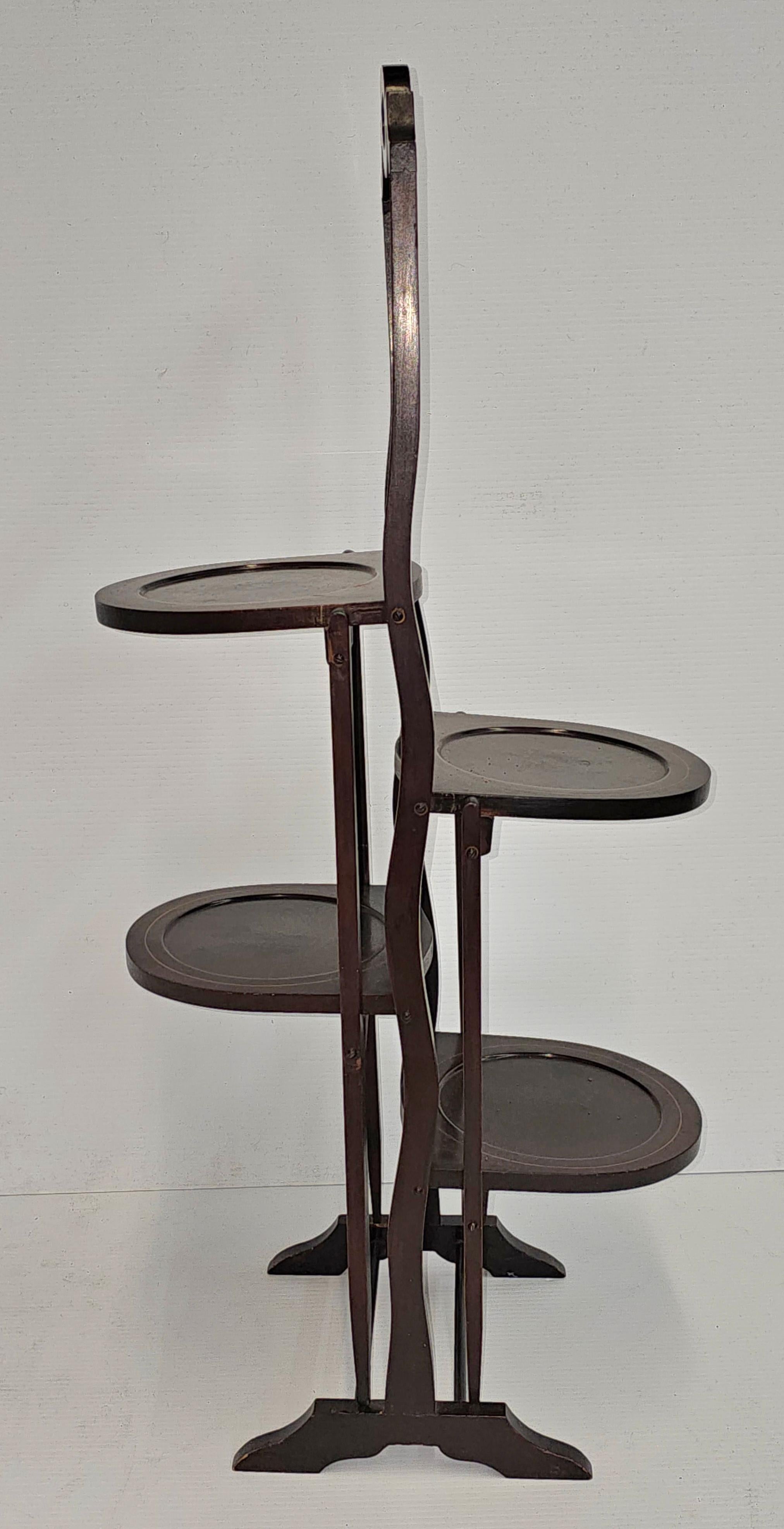 Antique Edwardian Inlaid Mahogany Folding Muffin Cake Stand, circa 1880-1890 For Sale 1