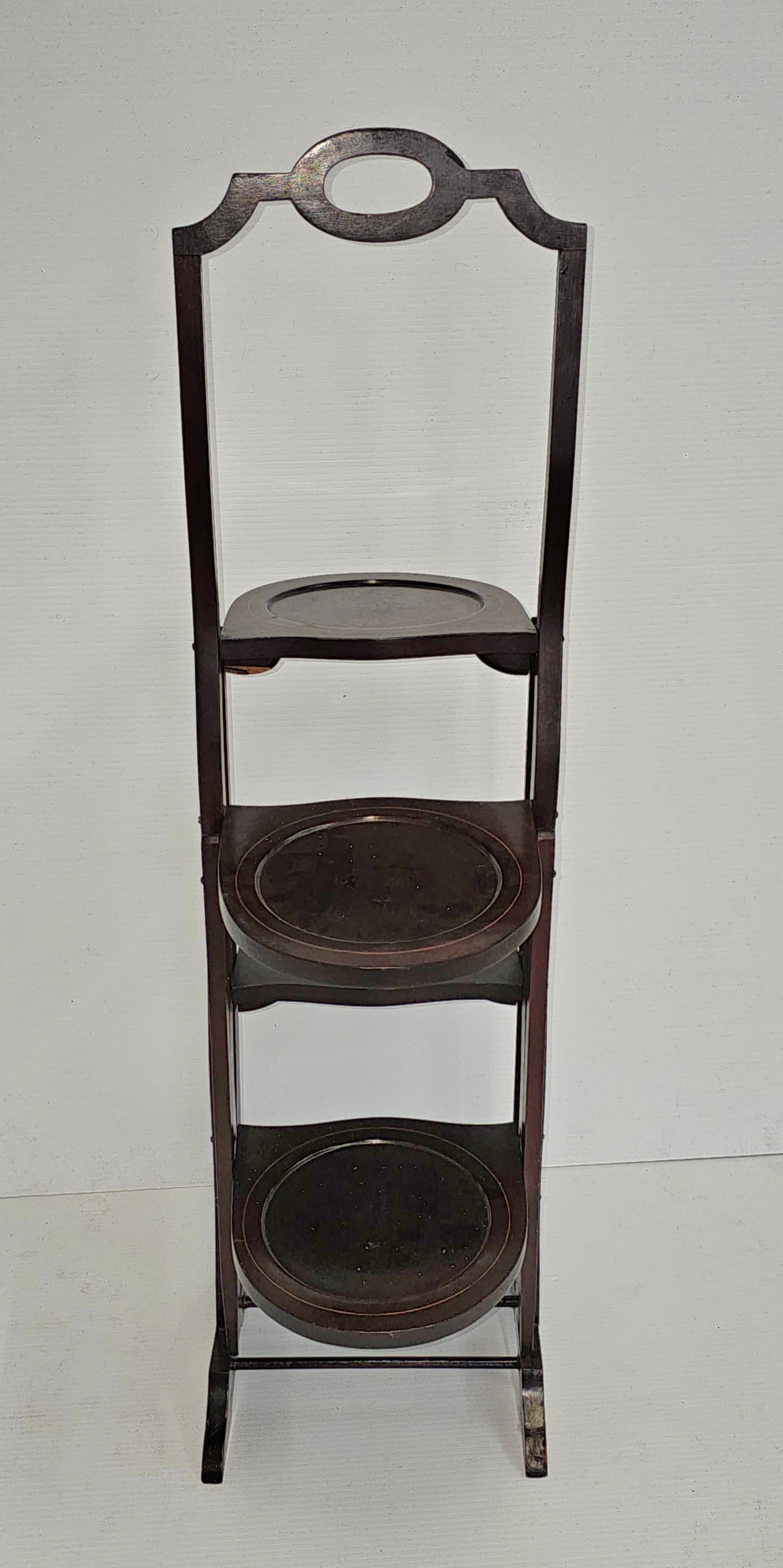 Antique Edwardian Inlaid Mahogany Folding Muffin Cake Stand, circa 1880-1890 For Sale 2