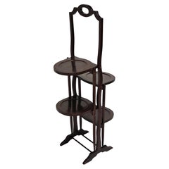 Antique Edwardian Inlaid Mahogany Folding Muffin Cake Stand, circa 1880-1890
