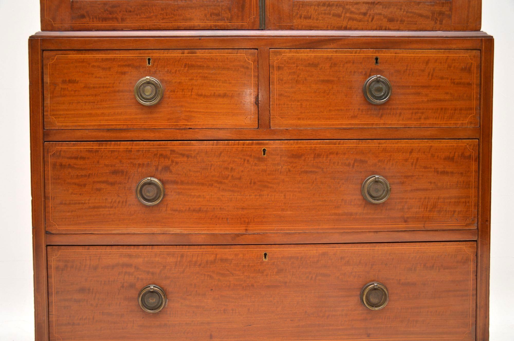 Antique Edwardian Inlaid Mahogany Linen Press 1