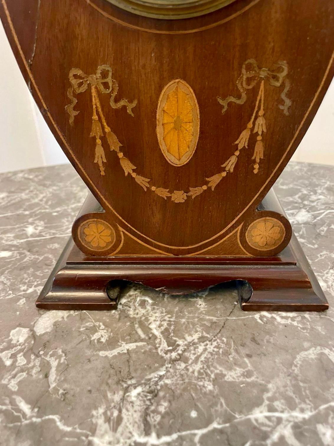 Antique Edwardian Inlaid Mahogany Mantel Clock In Good Condition For Sale In Suffolk, GB
