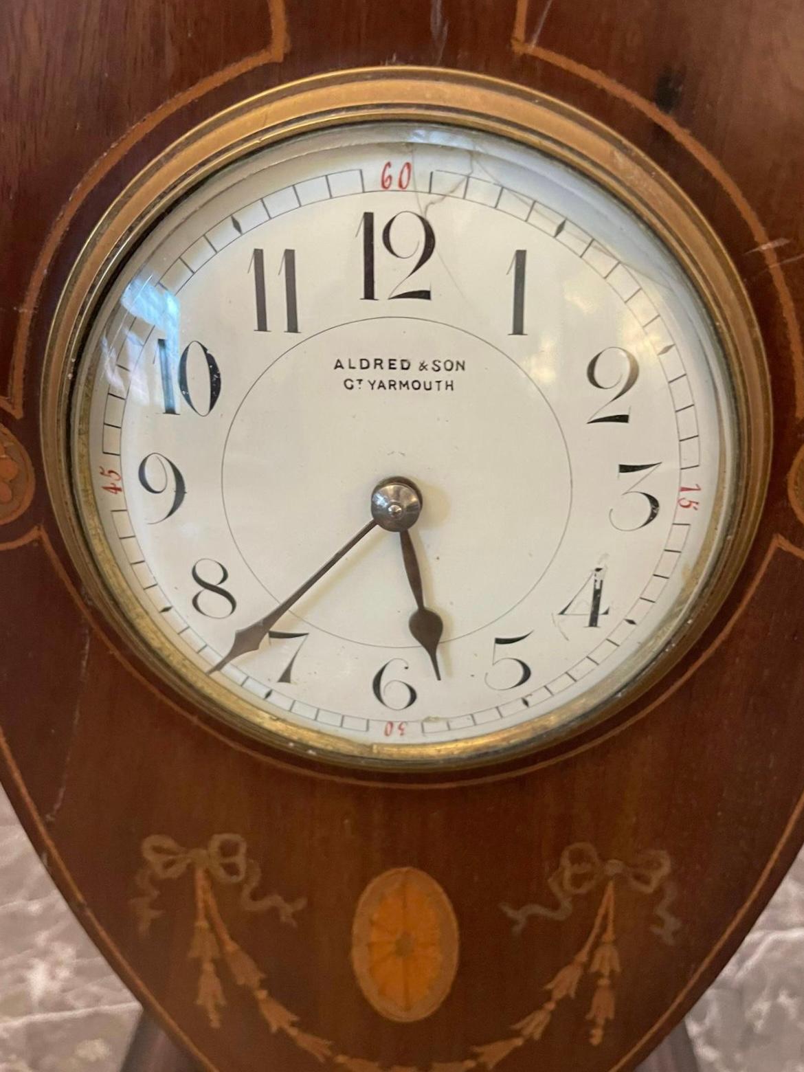 Other Antique Edwardian Inlaid Mahogany Mantel Clock For Sale