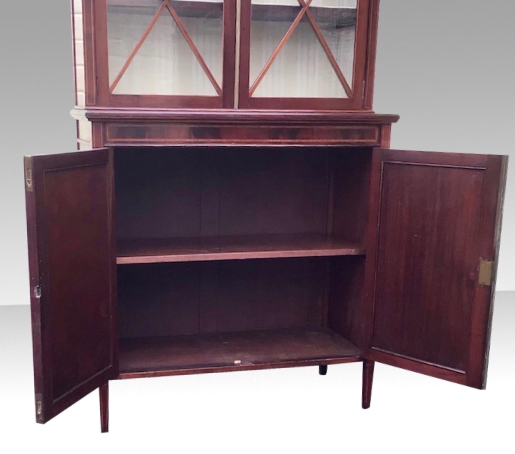 Antique Edwardian Inlaid Mahogany Narrow Cabinet, Bookcase For Sale 4