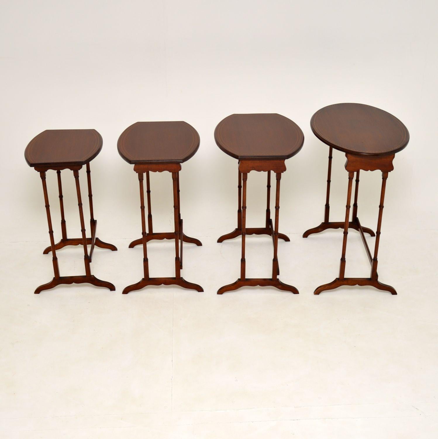 Early 20th Century Antique Edwardian Inlaid Mahogany Nest of 4 Tables