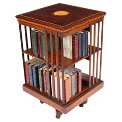 Used Edwardian Inlaid Mahogany Revolving Bookcase C1900