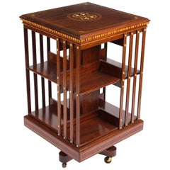 Antique Edwardian Inlaid Mahogany Revolving Bookcase, Early 20th Century