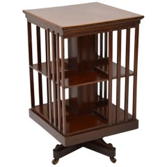 Antique Edwardian Inlaid Mahogany Revolving Bookcase
