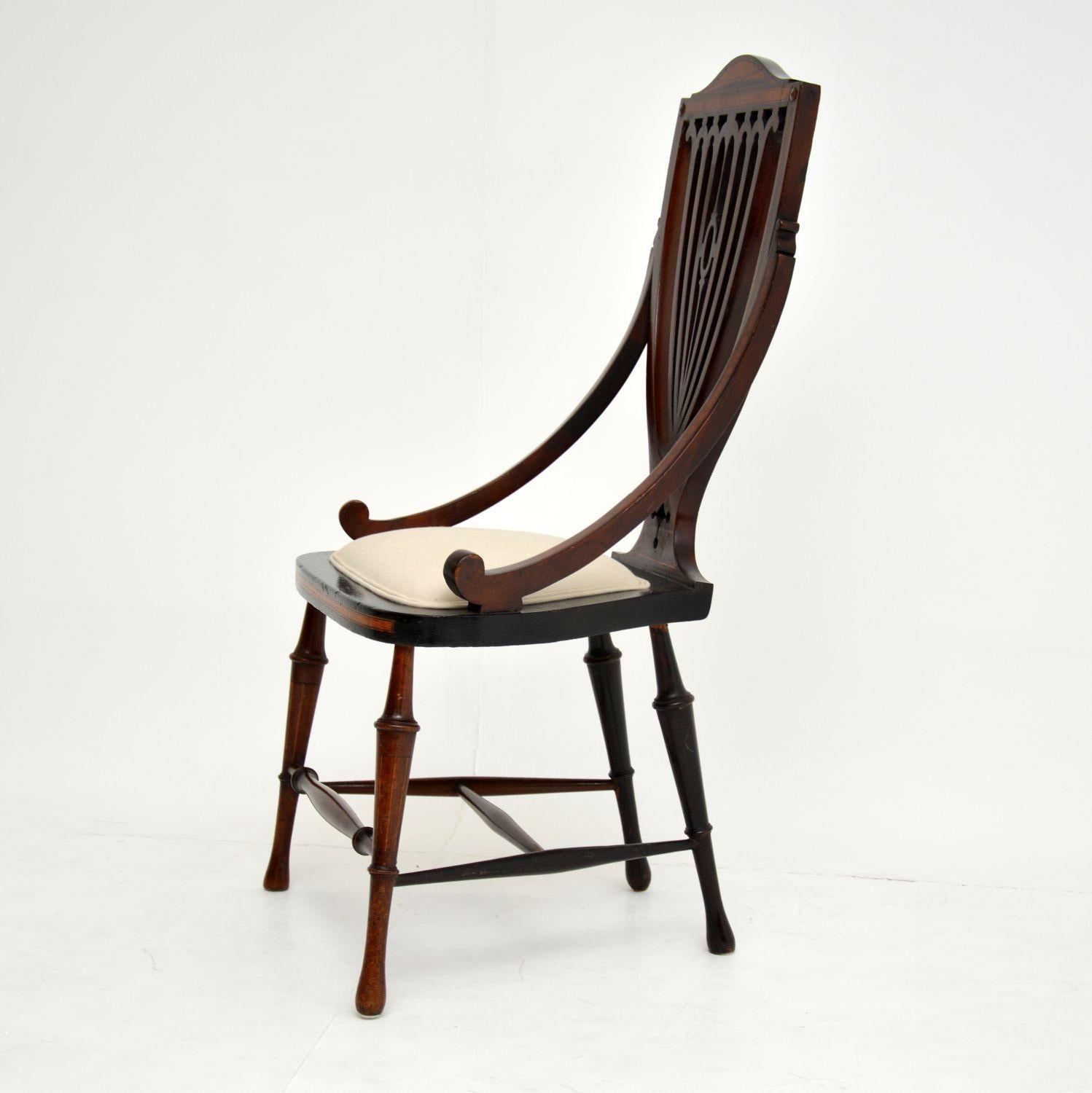 English Antique Edwardian Inlaid Mahogany Side Chair
