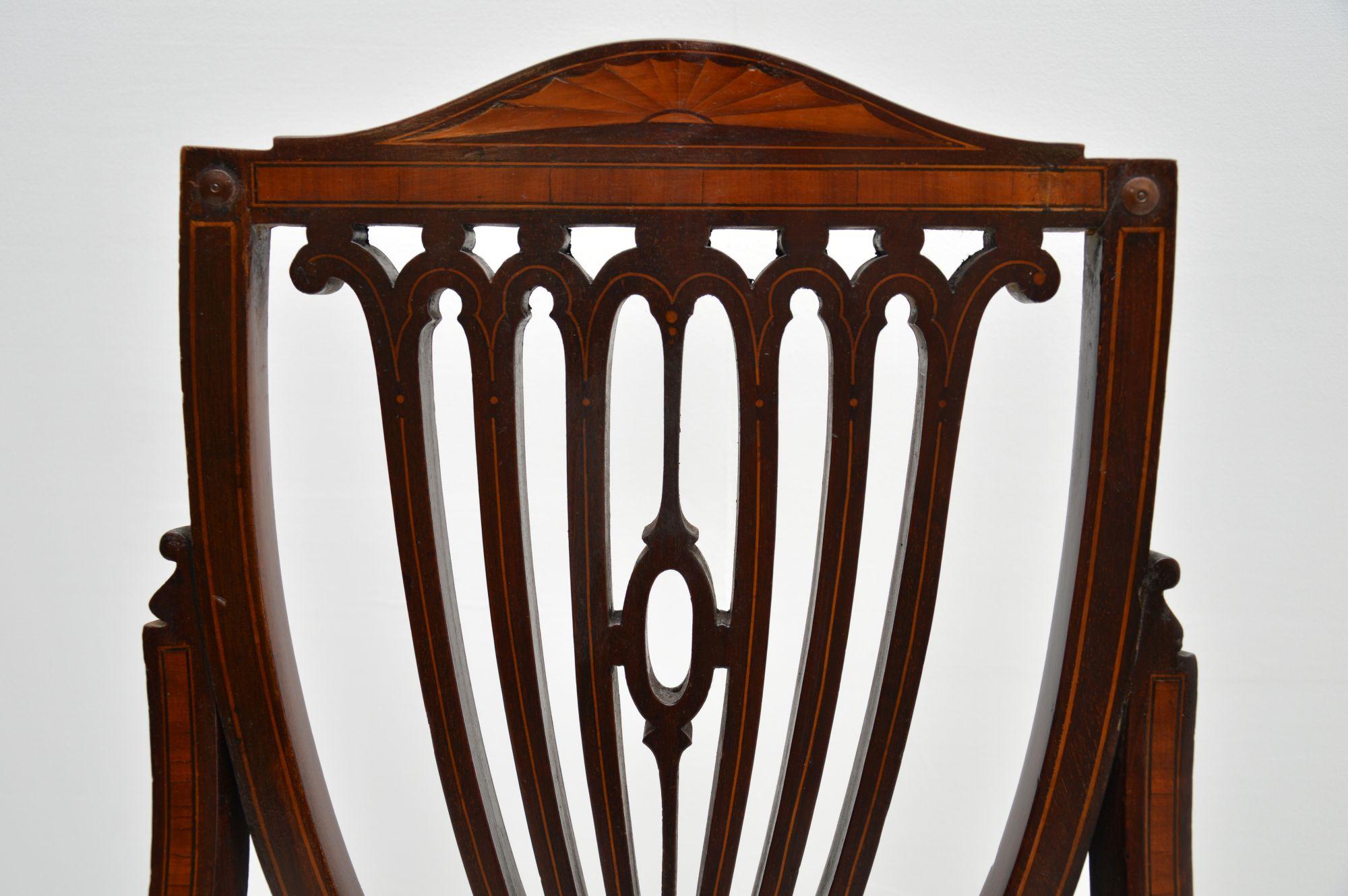 19th Century Antique Edwardian Inlaid Mahogany Side Chair