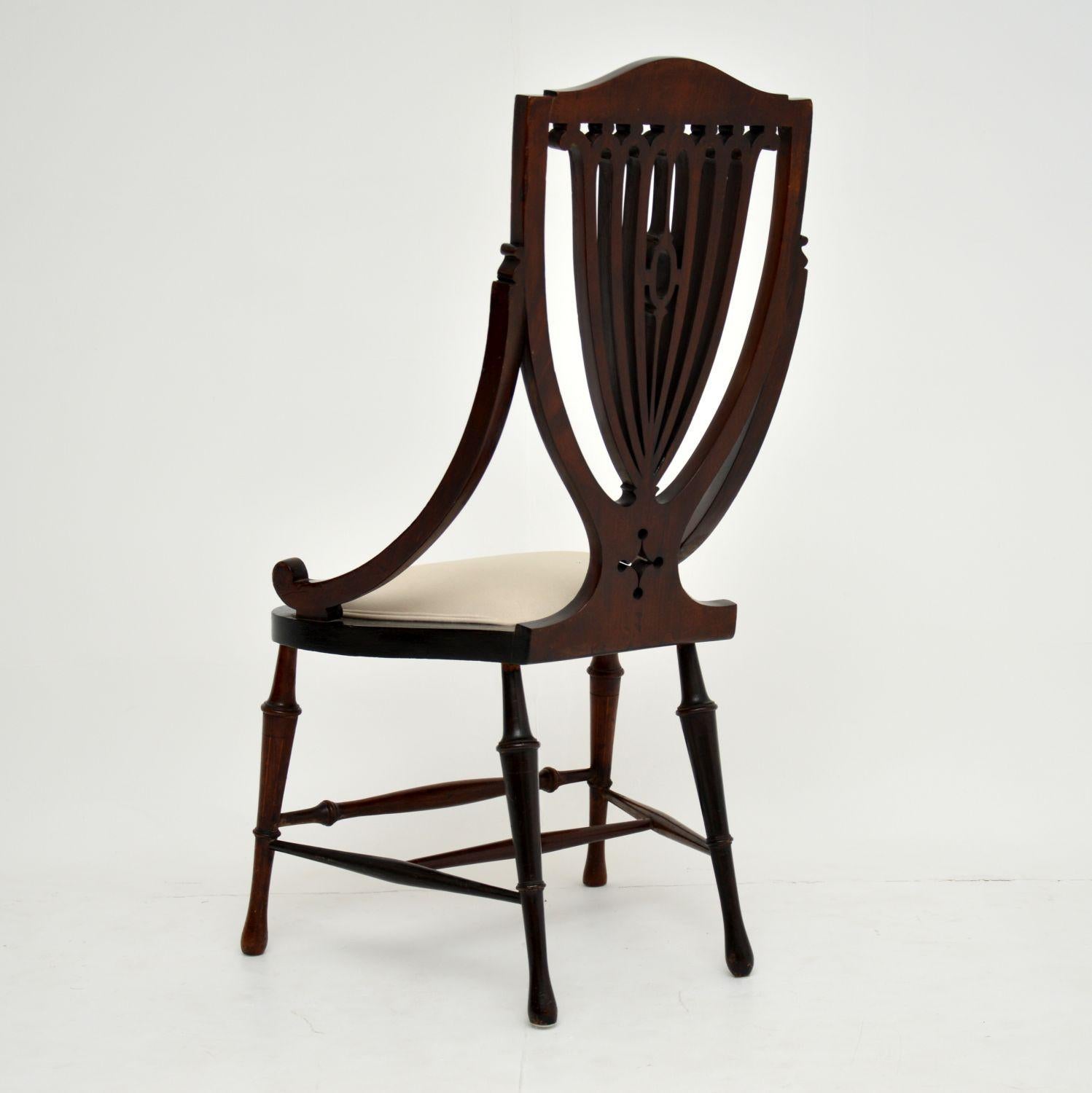 Antique Edwardian Inlaid Mahogany Side Chair 2