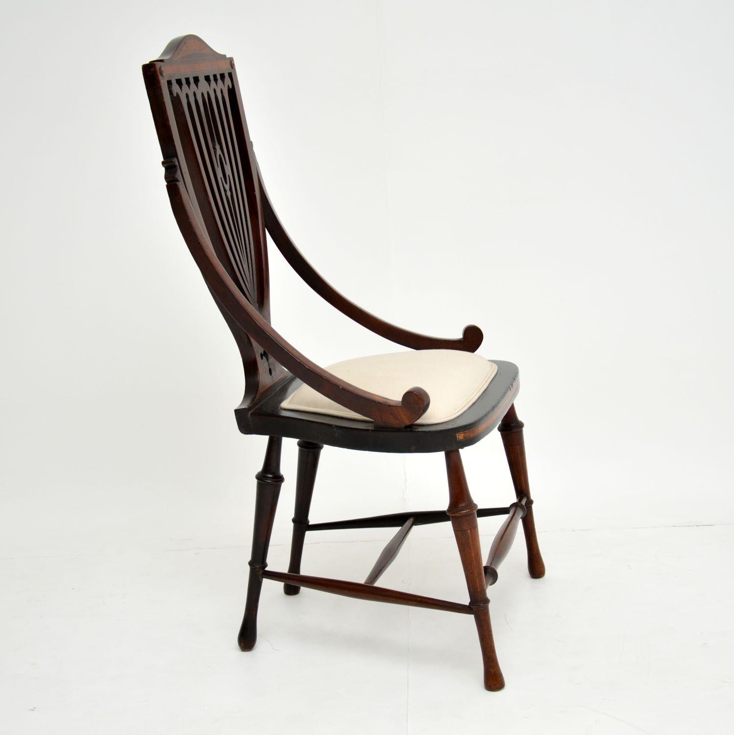 Antique Edwardian Inlaid Mahogany Side Chair 4