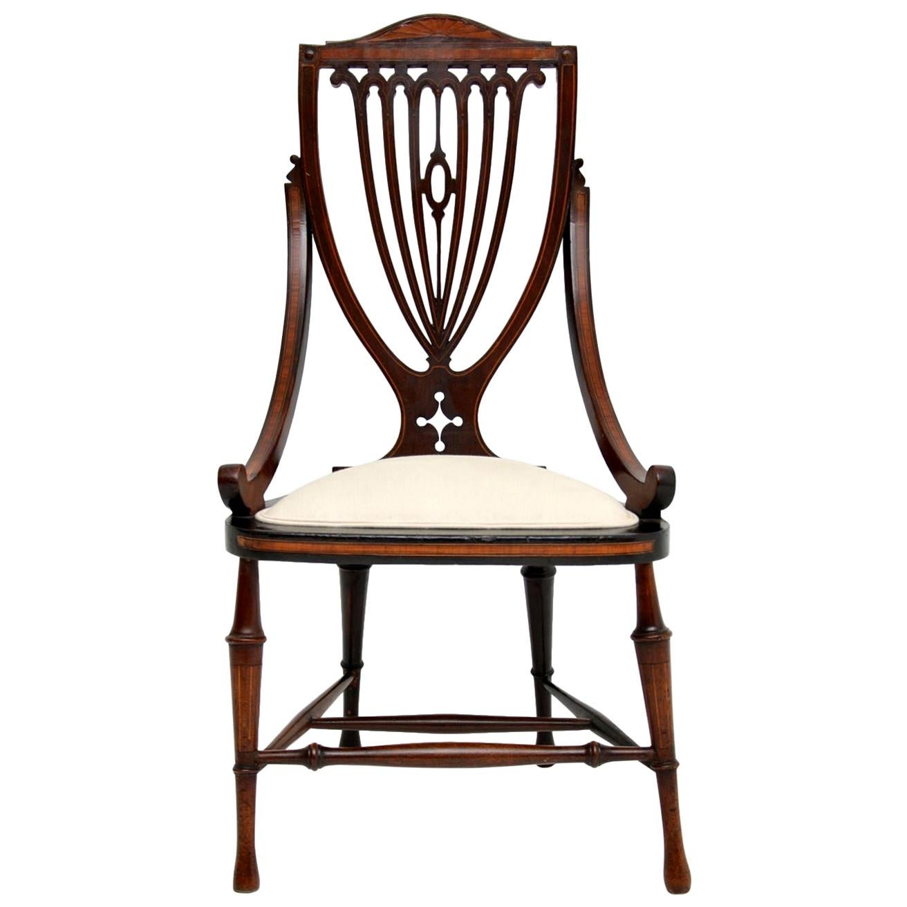 Antique Edwardian Inlaid Mahogany Side Chair