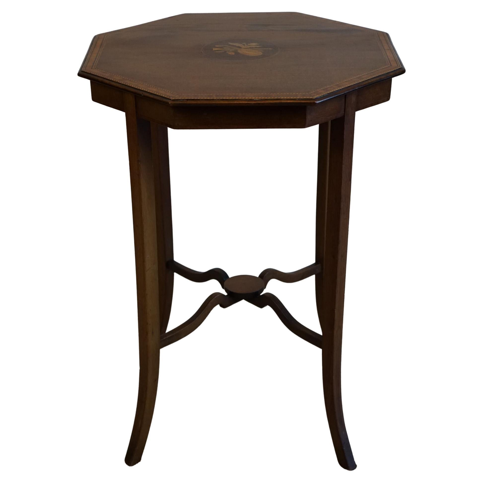 British Antique Edwardian Inlaid  Side Table For Sale