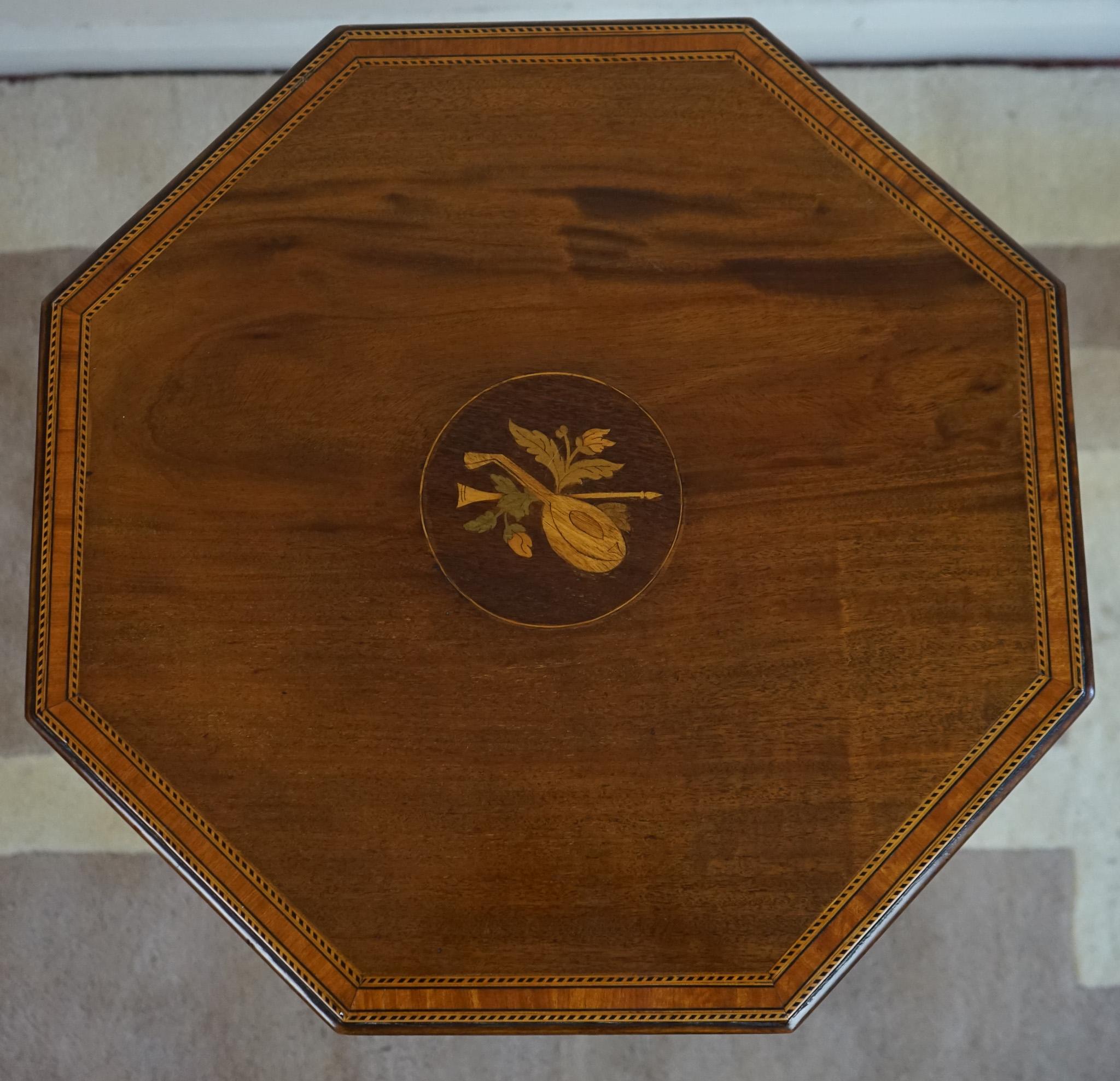 Hardwood Antique Edwardian Inlaid  Side Table For Sale