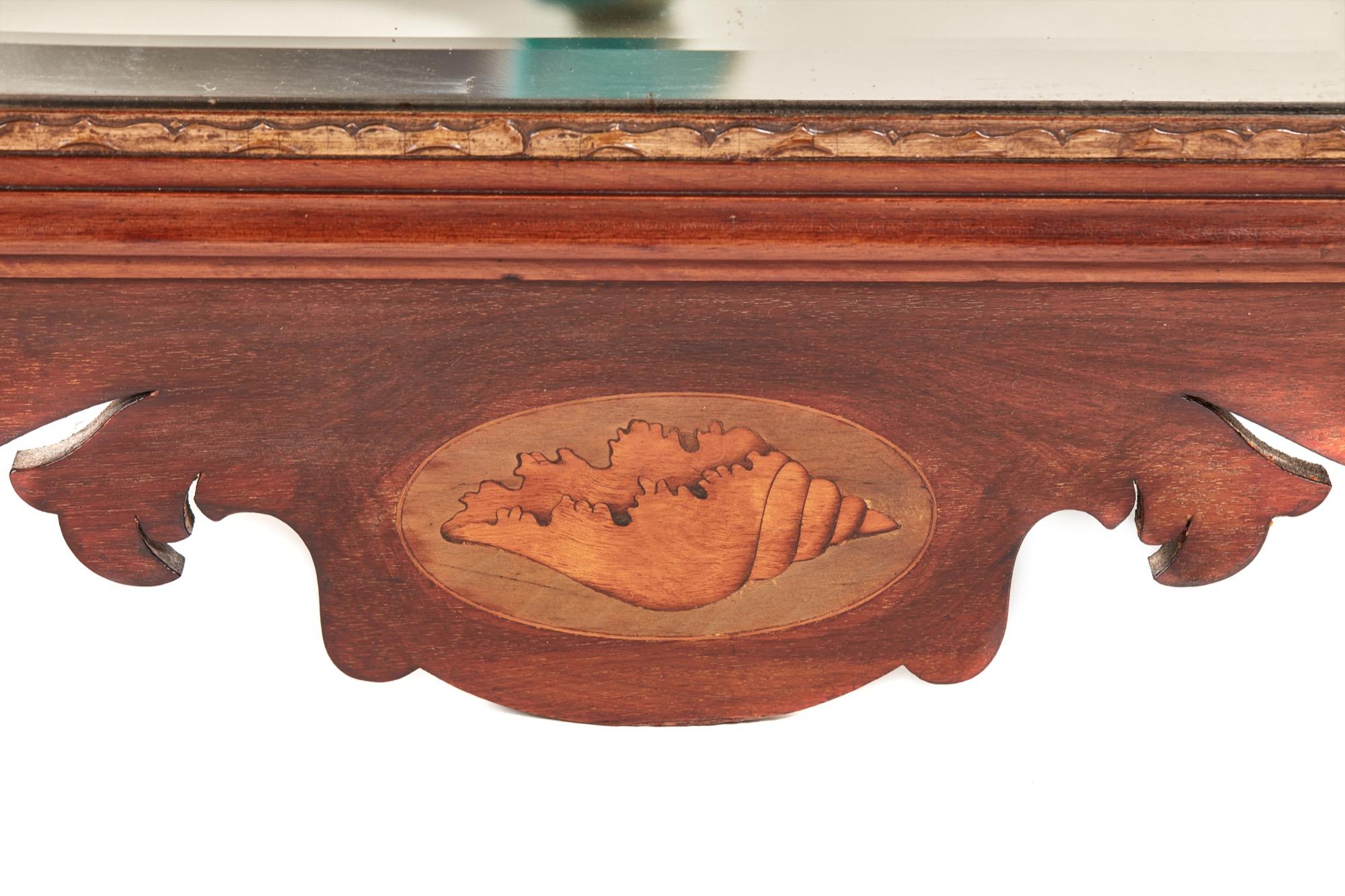 Anglais Antique miroir mural édouardien en acajou incrusté en vente