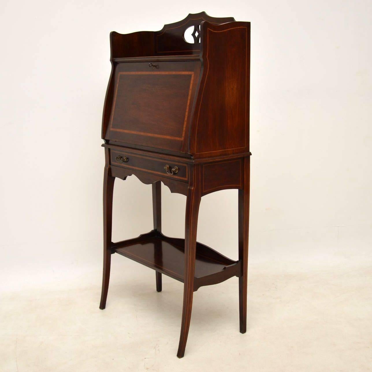 Early 20th Century Antique Edwardian Inlaid Mahogany Writing Bureau