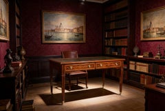 Antique Edwardian Inlaid Mahogany Writing Table Desk Early 20th Century