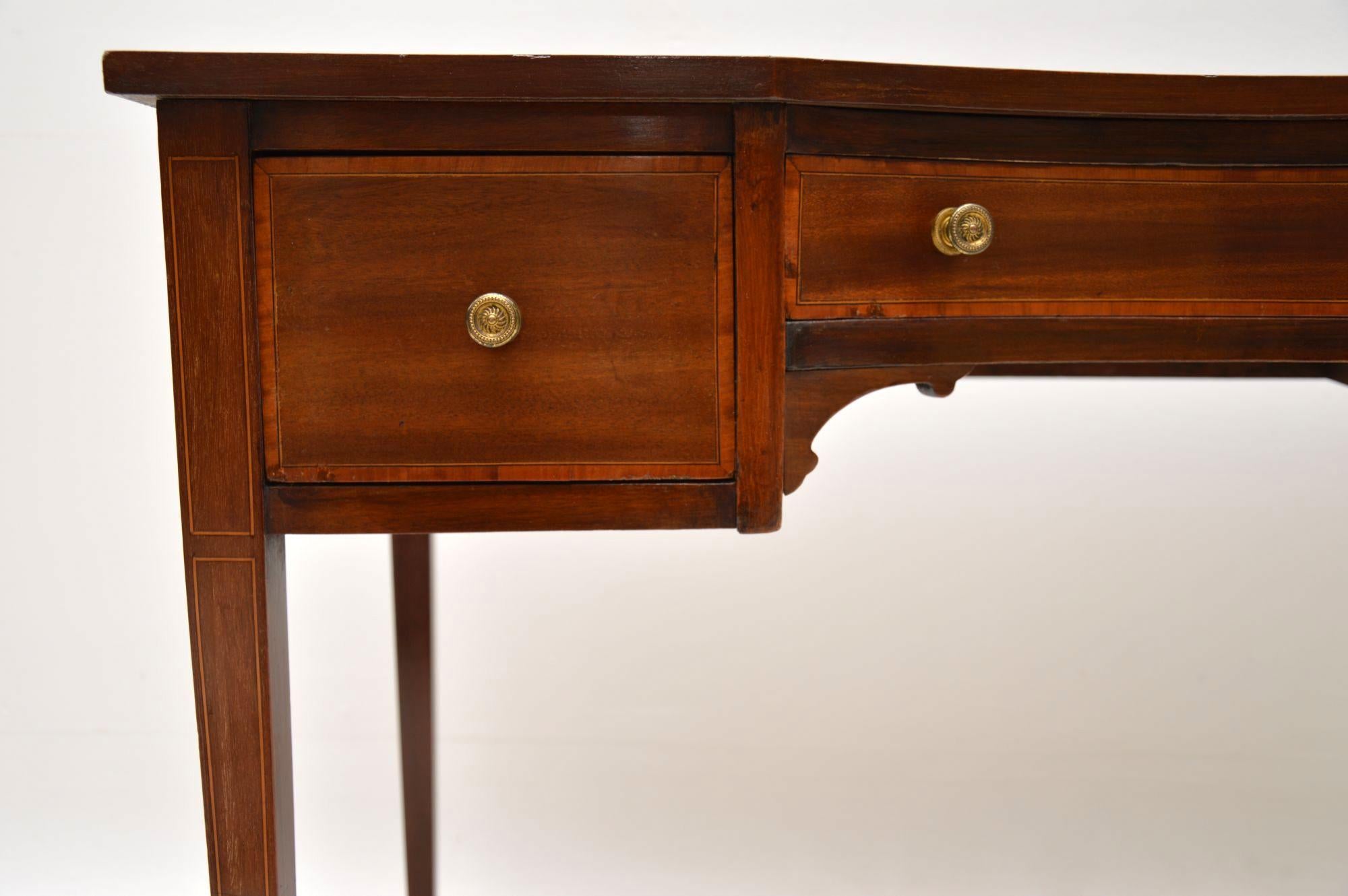 British Antique Edwardian Inlaid Mahogany Writing Table / Desk
