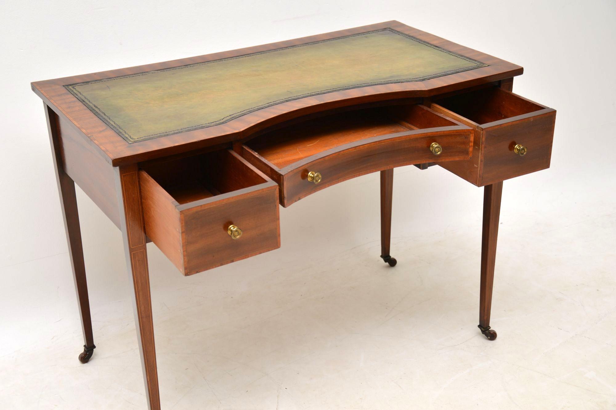 Early 20th Century Antique Edwardian Inlaid Mahogany Writing Table / Desk