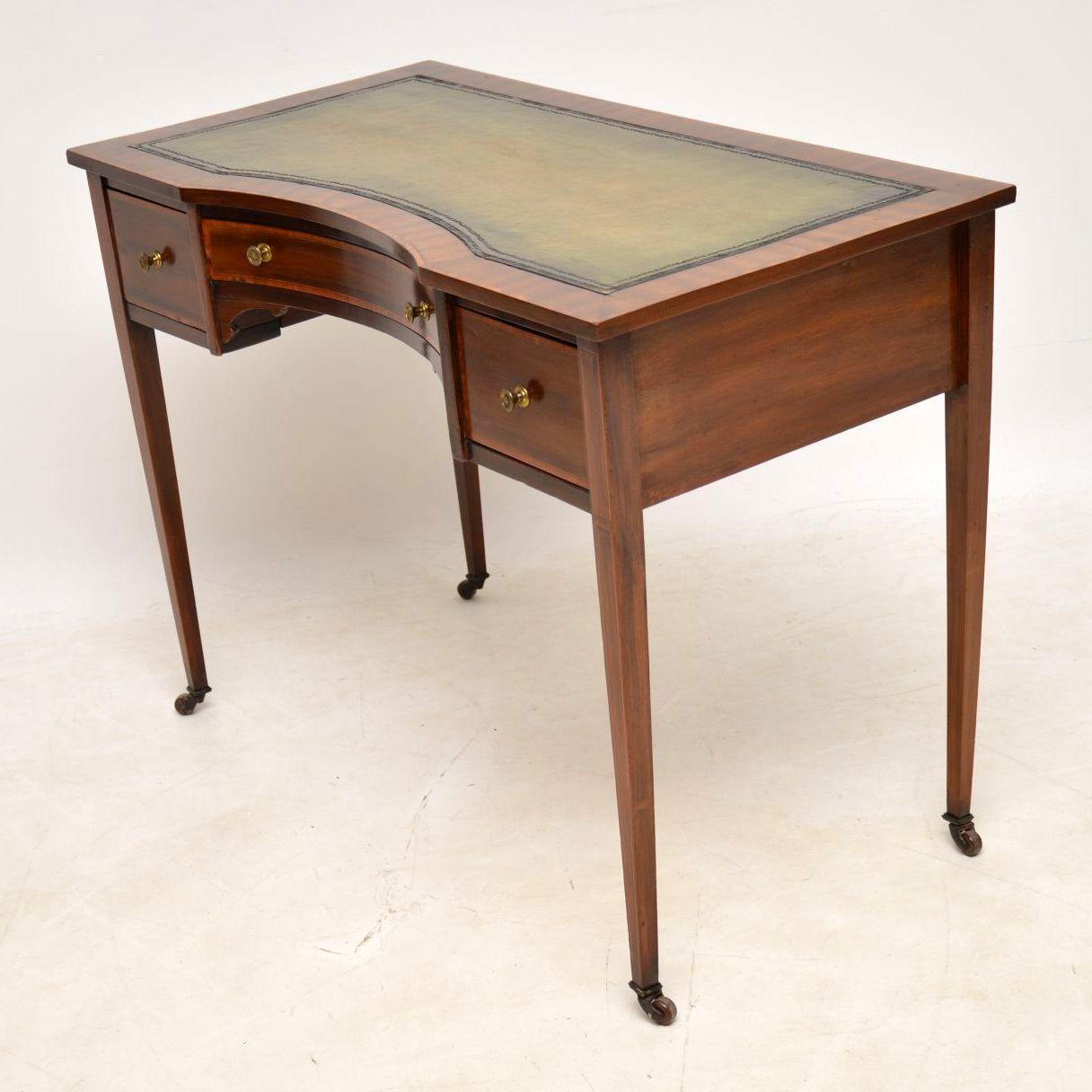 Antique Edwardian Inlaid Mahogany Writing Table or Desk 2