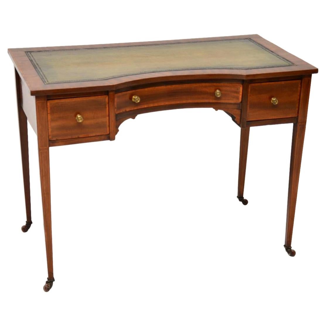 Antique Edwardian Inlaid Mahogany Writing Table / Desk