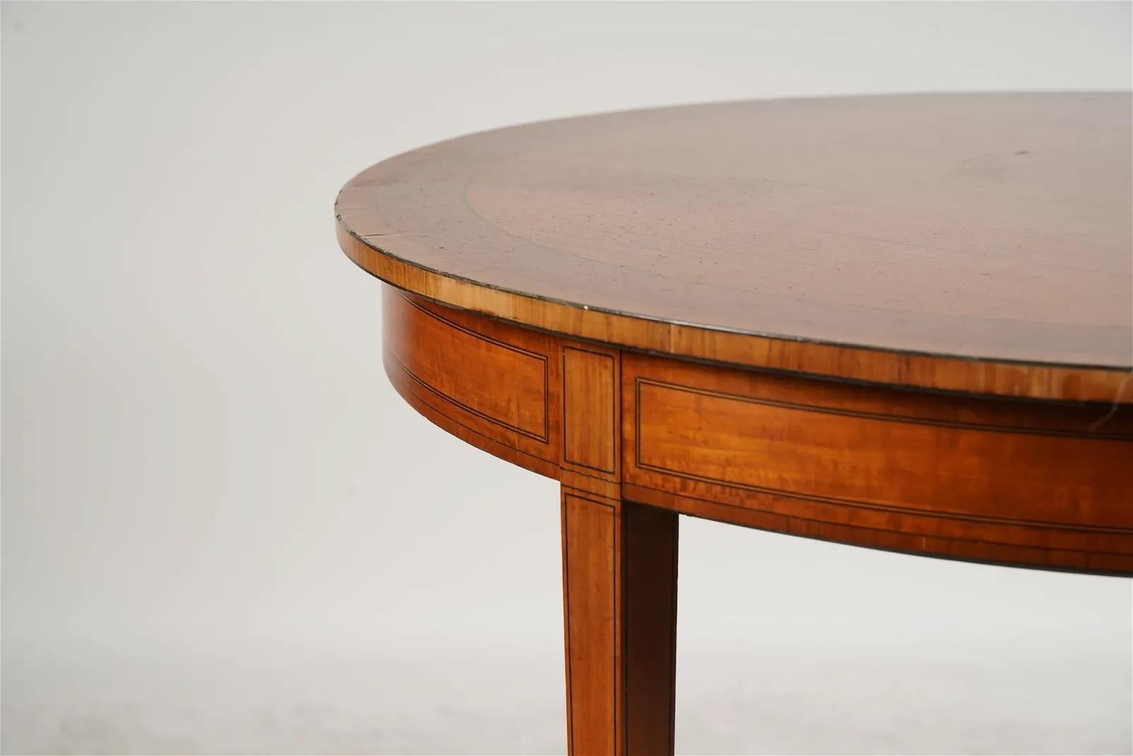 British Antique Edwardian Inlaid Marquetry Satinwood Center / Side Table Circa 1900 For Sale