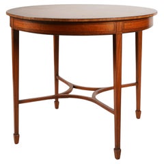 Ancienne table d'appoint édouardienne en marqueterie de bois de satin, vers 1900