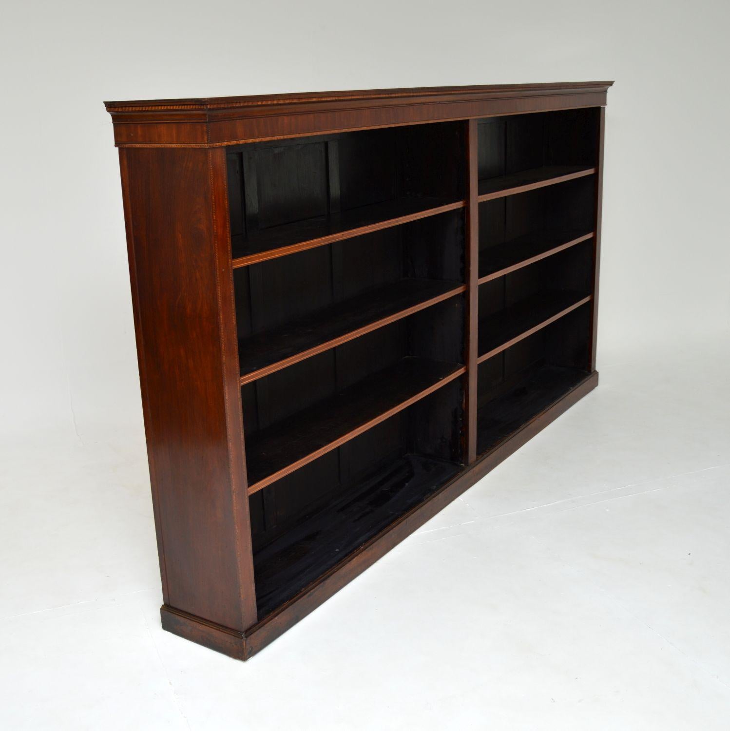 Antique Edwardian Inlaid Open Bookcase In Good Condition In London, GB