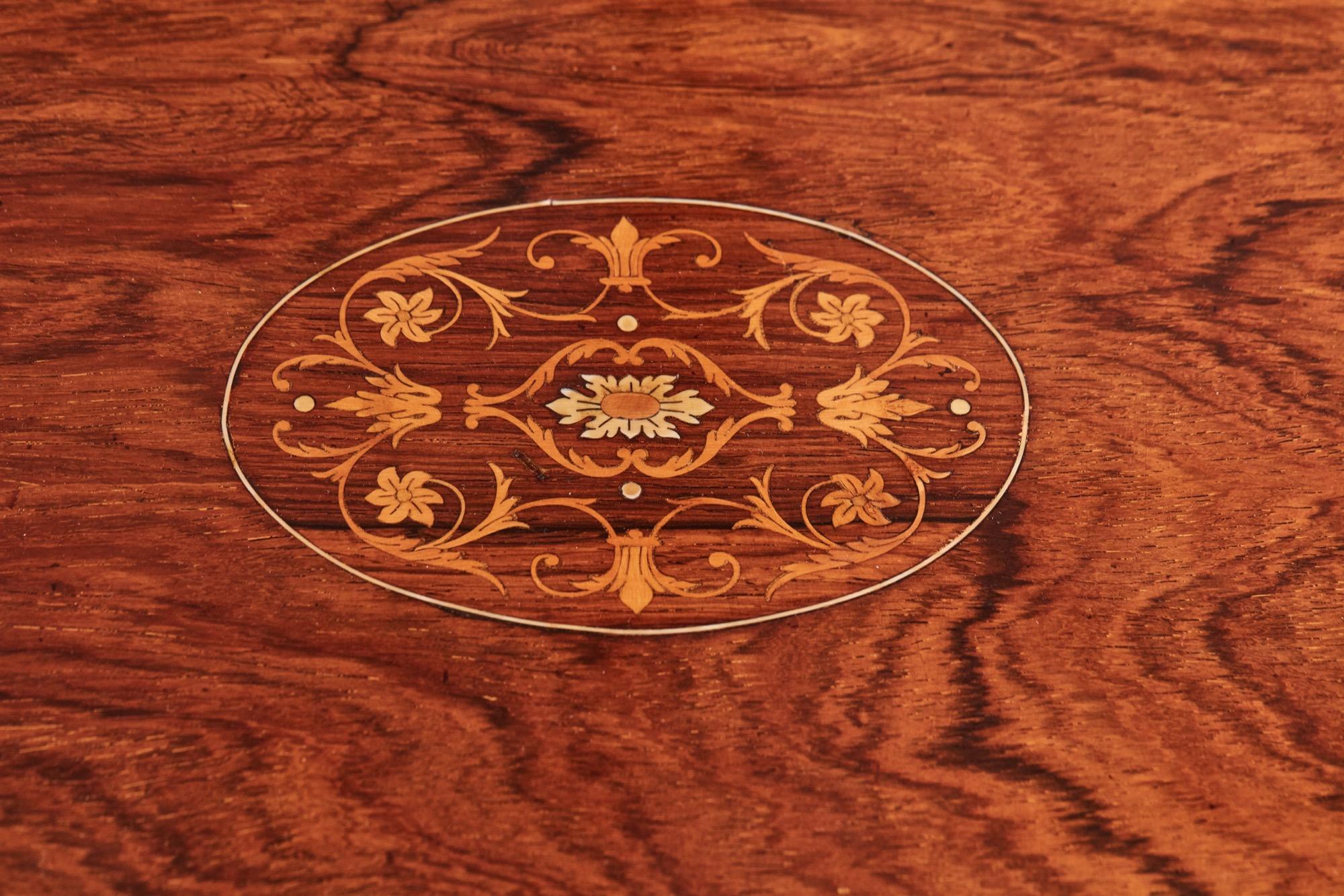 English Antique Edwardian Inlaid Rosewood Centre Table For Sale