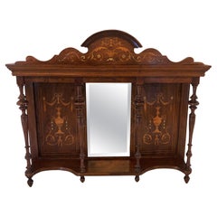 Antique Edwardian Inlaid Rosewood Overmantel Mirror