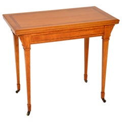 Antique Edwardian Inlaid Satinwood Card Table