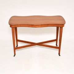 Antico tavolo occasionale edoardiano in legno satinato intarsiato