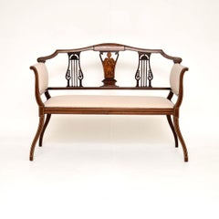 Antique Edwardian Inlaid Settee