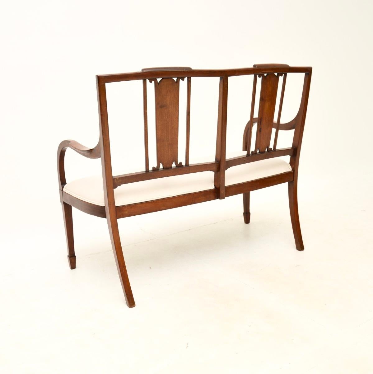 Early 20th Century Antique Edwardian Inlaid Settee For Sale