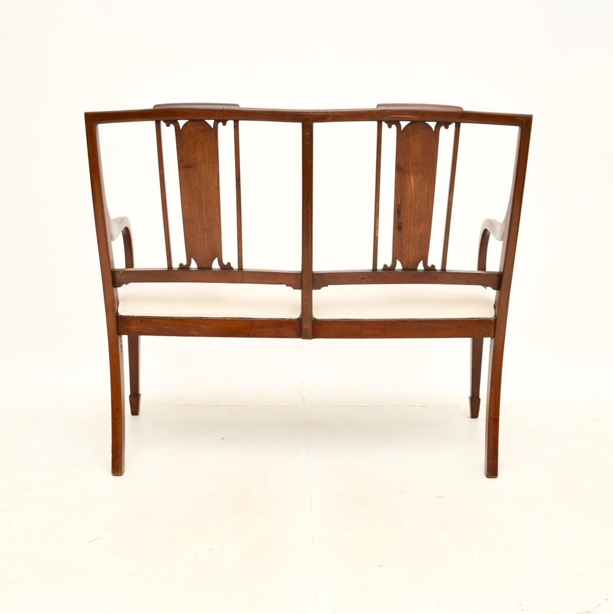 Fabric Antique Edwardian Inlaid Settee For Sale