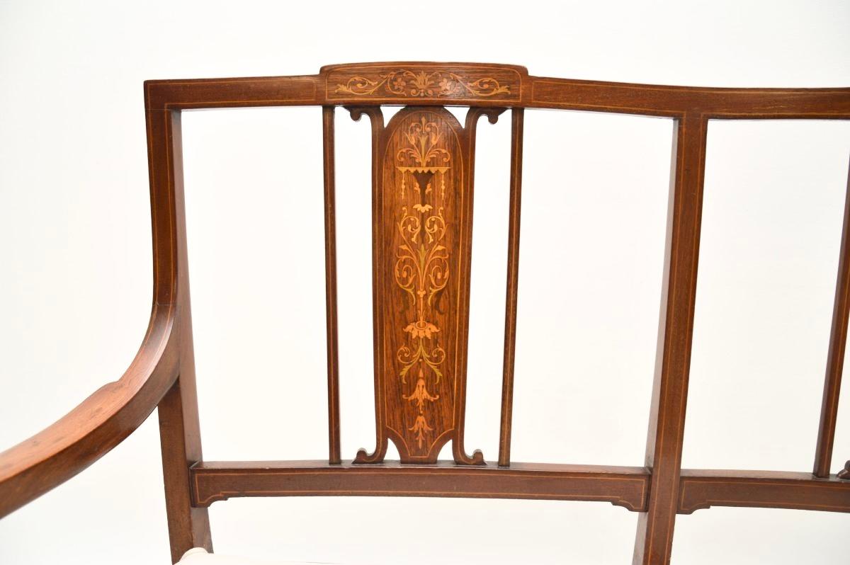Antique Edwardian Inlaid Settee For Sale 1