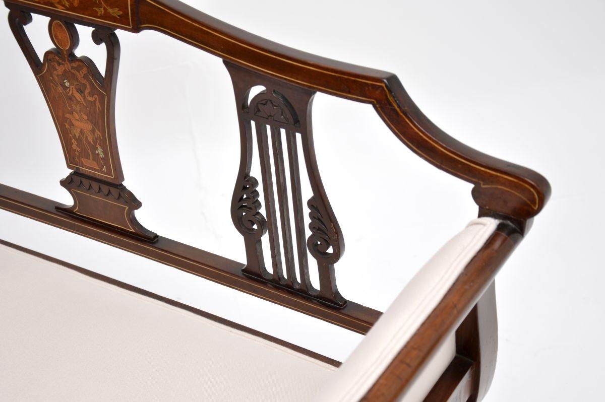 Antique Edwardian Inlaid Settee For Sale 1